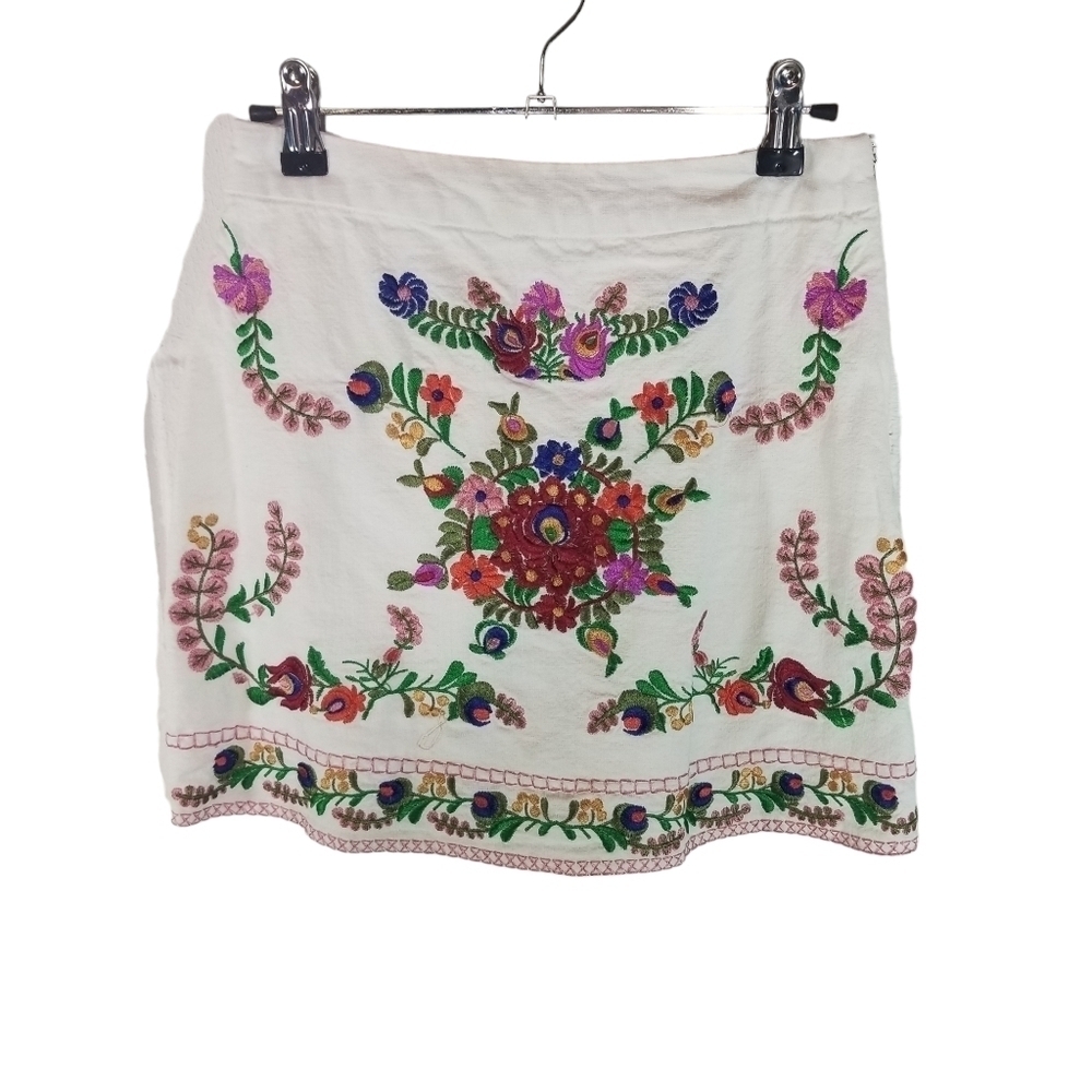 Caren Forbes embroidered white mini skirt